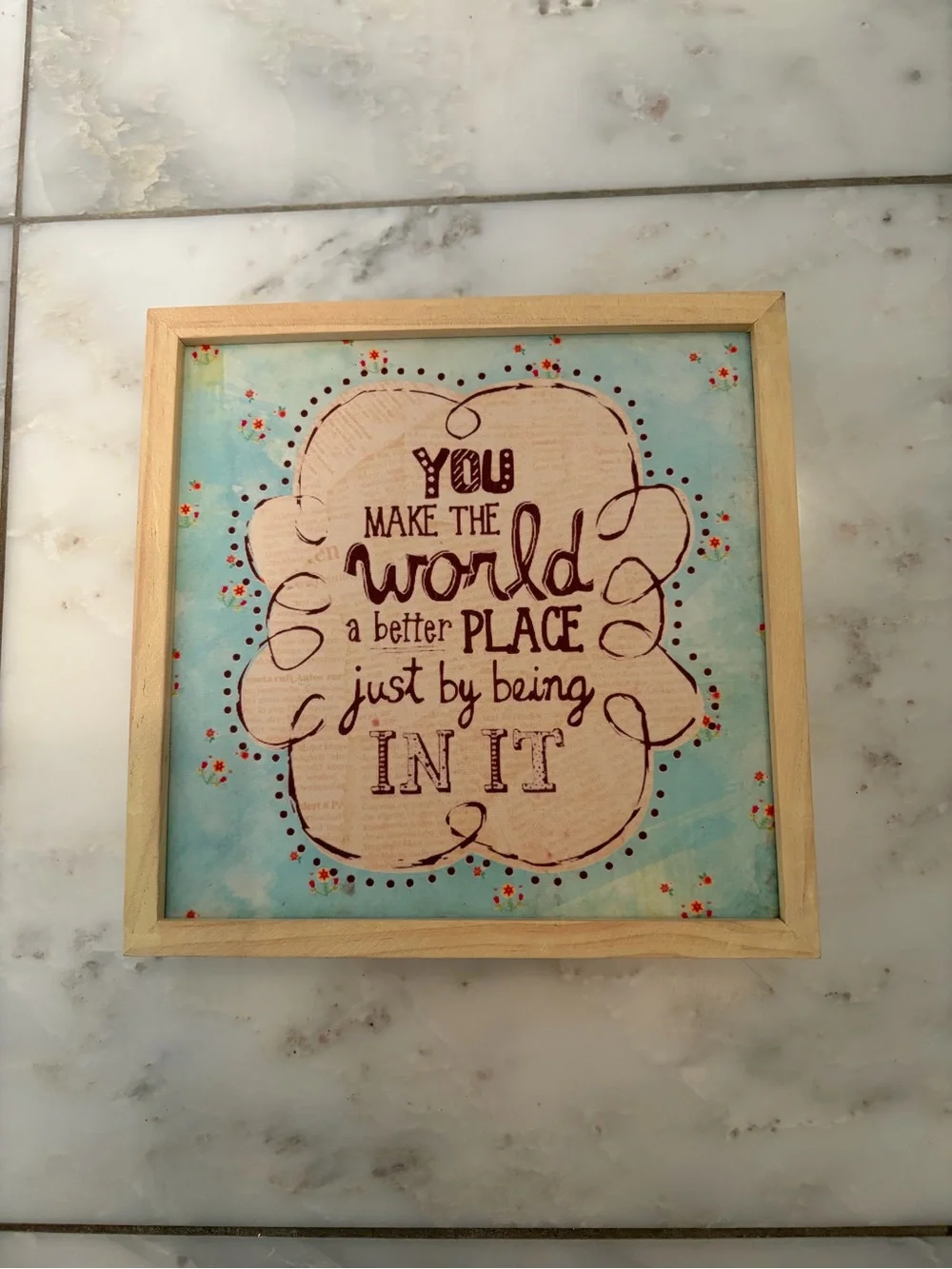 Motivational Framed Wall Art - Aqua and Cream